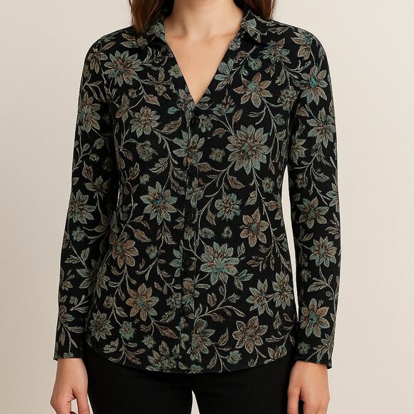 Jane + Delancey Floral Long Sleeve Button Down -Med (Polished Collection) - Picture 1 of 11